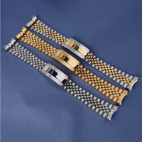 SEIKO 適用精工 5號 SRPD 53K1 實心彎曲端螺絲鏈帶牡蠣扣 Jubilee 手鍊銀金錶帶 22mm
