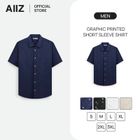 AIIZ เสื้อเชิ้ตแขนสั้นลายพิมพ์กราฟิก Men's Graphic Printed Short Sleeve Shirt