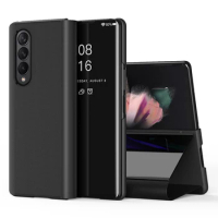 Mirror Cover For Samsung Galaxy Z Fold3 Fold4 Case Fold 3 4 Zfold4 5G Case Fundas PC PU Leather Folding Flip Stand Shell Coque