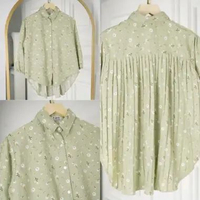 Atasan wanita/ blouse ORIGINAL ARABEL SHAKILA PLISKET BLOUSE RAFLESIA GREEN