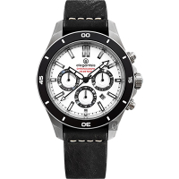 elegantsis JT65R 騎士系列三眼計時腕錶-白x黑/48mm