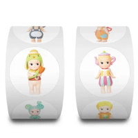 500Pcs Kawaii Cartoon Sonnyangle Roll Round Kids Sticker for Kindergarten Rewards Creative Hand Tent Waterproof Adhesive Tape