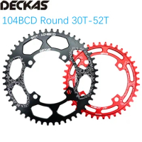 Deckas Chainring 104 BCD Round for Shimano 32t/34/36/38T 40/42/44/46/50/52T MTB Bike Bicycle Chain Wheel Chain Ring 104bcd