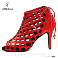 Women Latin Dance Shoes Tango Dance Shoes Wedding Shoes Dance Boots Sneakers Red Fashion Style JuseDanc