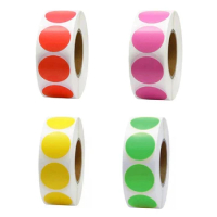 500Pcs/Roll Chroma Label Color Code Dot Labels Stickers 1 Inch Red, Green, White,Yellow,Blue,Pink,Black,Stationery Stickers