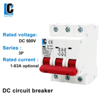DC din rail electric circuit breaker 3P 500V Solar Overload Protection Switch 6A/10A/16A/20A/25A/32A/40A/50A/63A