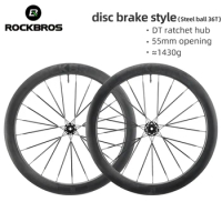 ROCKBROS Bicycle Wheelset Carbon Wheels T700 Center lock Disc-Brake Bike Wheelset 30 55mm Depth Ceramic Peilin Cycling Wheelset