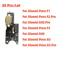 20 Pcs/Lot USB Charger Dock Flex Cable Connector Board Charging Port Parts For Xiaomi Poco F1 F2 F3 K30 X3 Pro K40