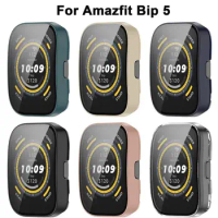 Hard Protective Case For Amazfit Bip 5 Full Cover Screen Protector Tempered Glass Film Bumper Shell Smart Watch Accessories