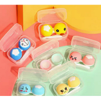 隱形眼鏡盒護理美瞳盒子(規格:藍貓-黃鴨-粉綠透明-藍黃粉表情包PP盒 6個)