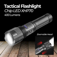 Paket Senter LED XHP70 Tactical Hunting Torch Zoomable USB Charge
