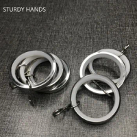 High Qaulity Stainless Steel Curtain Rings Curtain Roman Rod Hook Ring Shower Curtain Clamps Home Bathroom Hardware Accessories
