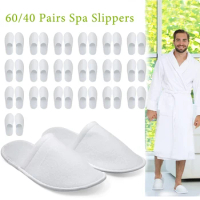 40/80/120 Pairs Spa Slippers for Home Hotel Guests Closed Toe Bathroom Disposable Slippers Non-Slip Slipper Fit Women Men Unisex