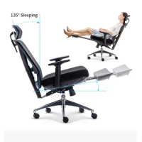 Kabel Black Fabric Mesh Reclining Executive Ergonomic Office Chair With Footrest