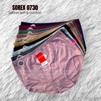 Grosiran(12pcs) CD Sorex 0730 wanita dewasa bahan katun warna polos-pakaian dalam karet kecil logo s