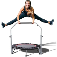 40Foldable Mini Trampoline Max Load 330lbs/440lbs, Fitness Rebounder with Adjustable Foam Handle, Exercise Trampoline