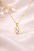 kalung dan liontin hala model daun permata elegant emas asli