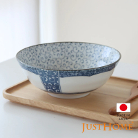 【Just Home】日本製染付系列8吋陶瓷拉麵碗1200ml 唐草(日本製瓷器 麵碗 拉麵碗)