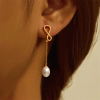 CANNER 925 Sterling Silver Drop Earrings For Women Pearl Fringe Figure 8 Classic 18K Gold Earrings Fine Jewelry Party Gifts
