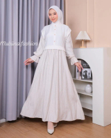 Gamis dress wanita bahan linen bulu kuda model kekinian kain import adeem nyaman dipakai