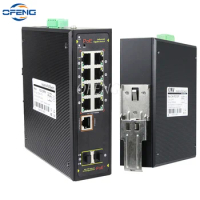 10port Full Gigabit Managed Industrial POE 8*POE+2*SFP port Ethernet Smart Switch 802.3af/at IP40 Lightning Protection DIN rail