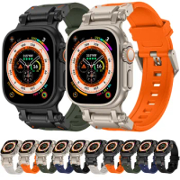 Sport TPU Strap For Apple Watch 9 45mm Ultra 2 49mm Titanium Link Silicone Bracelet for IWatch 9 8 SE 7 6 4 5 3 44mm 42mm Band
