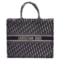 【Dior 迪奧】經典BOOK TOTE系列OBLIQUE刺繡帆布手提托特包(小_藍M1296ZRIW_M928)