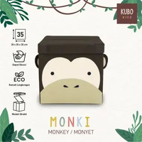 KUBO KIDS Kotak Penyimpanan Mainan Anak Ukuran 35x35x35 cm - Jungle Series Karakter Monyet/Monki uku