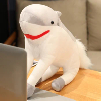 New White Sharks Plush Toy Stuffed Shark Head Horse Body Creative Sea Aniamls Throw Pillow Boy Like Home Decor Cushion