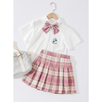女童套裝日系兒童夏裝洋氣網紅學院風校服兩件套JK制服12歲百褶裙