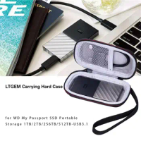 LTGEM EVA Black Carrying Hard Case for WD Passport SSD Portable Storage 1TB/2TB/256TB/512TB-USB 3.1