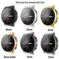 TPU Soft Full Screen Glass Protector Case Shell Edge Frame For Huawei Watch GT 2 Pro Strap Band GT2 pro Protective Bumper Cover
