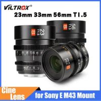 Viltrox S 23mm 33mm 56mm T1.5 Cinema Lens Manual Focus Prime Filmmaking Vlogger for Sony E M43 Mount Lumix Olympus BMPCC Camera