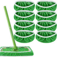 Microfiber Mop Cloth With Elastic Band Reusable Rag Replacement Spin Mop Cleaning Pad Household Bathroom Cleaning Accessories