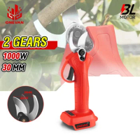 30MM Brushless Electric Pruning Shear 2 Gear Rechargeable Cordless Pruner Tree Branches Power Tool For Makita 18V Battery