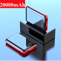 20000mAh Mini Portable Power Bank Mirror Screen LED Digital Display Powerbank External Battery Pack Powerbank For Mobile Phones