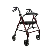 Elderly Walker Four Wheel Walker Foldable Portable Walking Walker Assisted Walking Device Elderly Trolley Shopping Cart