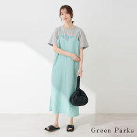 【Green Parks】光澤紋理後綁帶吊帶背心洋裝