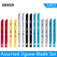 14pcs U-Shank Jig Saw Blade Set Assorted Metal Steel Jigsaw Blade Fitting For Plastic Wood Cutting Tools