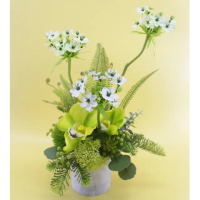 【HUGO DECO 榆果傢飾】綠白伯利恆之星蘭花花禮(擬真花/永不凋零/桌花/佈置)
