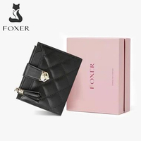 Dompet Lipat Wanita Dompet Sleting Dompet Koin Dompet Kartu Koin Wanita Kulit Hitam-2（Kulit sapi）
