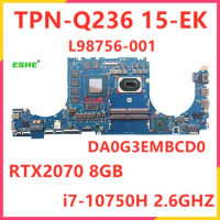 DA0G3EMBCD0 For HP Omen 15 15-EK TPN-Q236 Laptop Motherboard i5-10300H i7-10750H CPU RTX2060 RTX2070 6G/8G GPU L98756-001