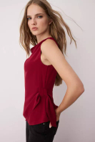 Trendyol Burgundy Sleeveless Satin Binding Detail Blouse
