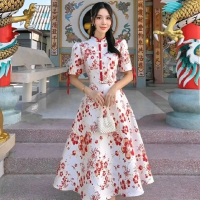 dress flare skirt cheongsam qipao qibao tahun baru imlek kueni cny sincia lunar new year oriental ch