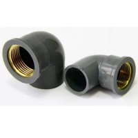 2Pcs Inside Diameter 20/25/32mm x 1/2" 3/4" 1" Copper Female Thread PVC Grey Water Supply Pipe Elbow Joint
