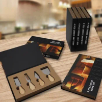 4pcs/6pcs Oak Cheese Knife Set Cheese Knife and Butter Knife Kraft Paper Box Packaging Cheese Tools Suit