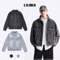 lk Áo khoác Jean Nam LILOHA from BOXY dáng rộng, Áo khoác Demin cho Nam From lửng BOXY trẻ trung năn