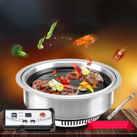 2000W Commercial Smokeless Electric Grill Embedded Infrared Ray Big Power Barbecue Grill Stainless Steel Timing Oven
