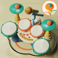 Baby Drum Set Toys Abs Plastic Drum Set for Children Safe Stimulating Kids' Drum Toy Set Educational for Curious for Boys