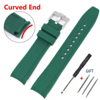 For Seiko ForCitizen Curved End Silicone Strap for Rolex Arc Rubber Watch Band for Swatch for Omega Joint Model Bracelet 20/22mm